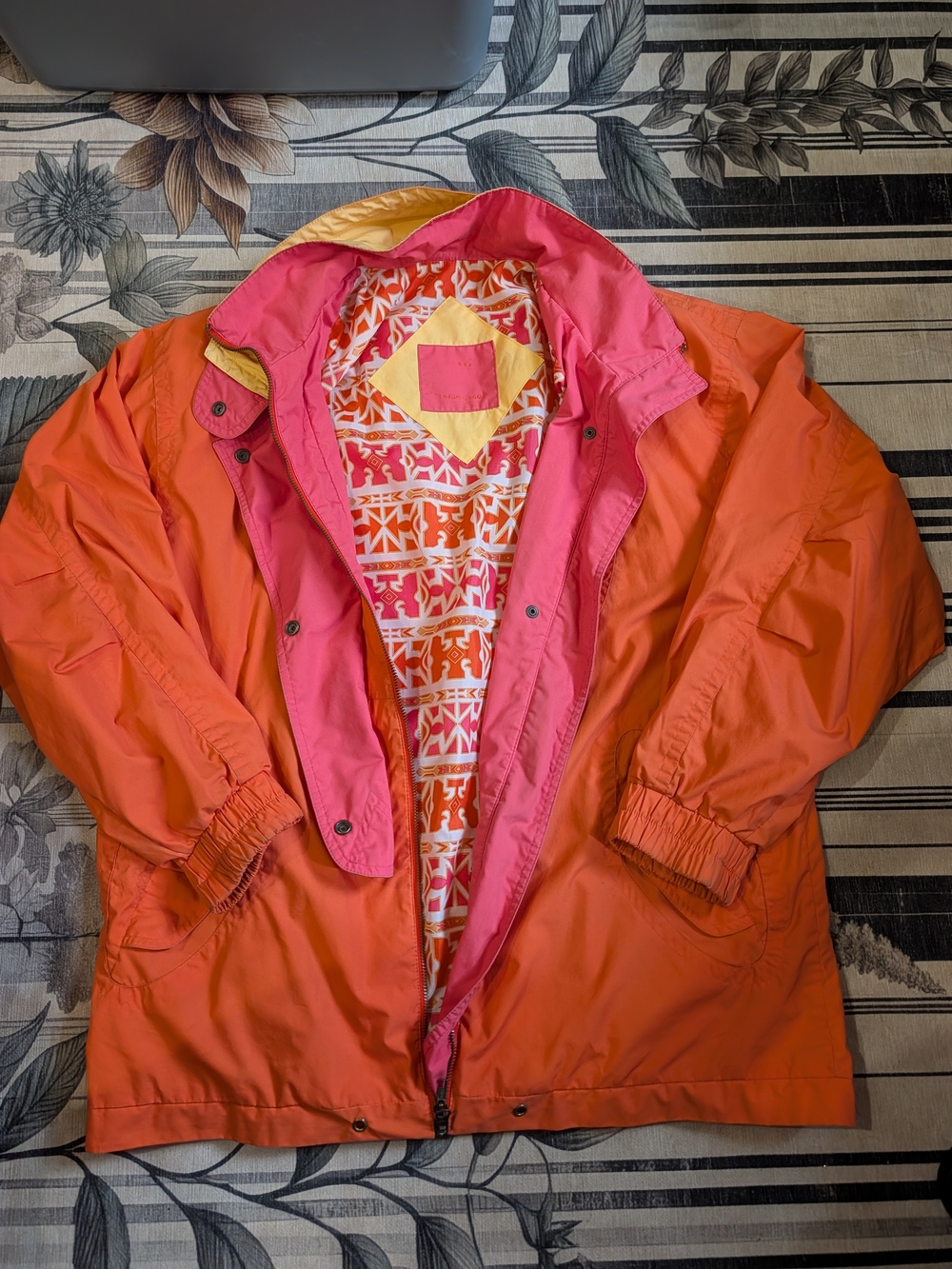London Fog Orange Shell with Pink Liner Packable Puffer Jacket